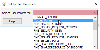 Selecting a user parameter to link
